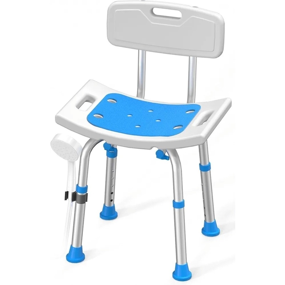NEW Homland Shower Chair Adults Universal White Blue Medical Safety Heavy Duty